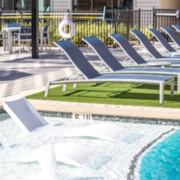 lounge chairs by a pool