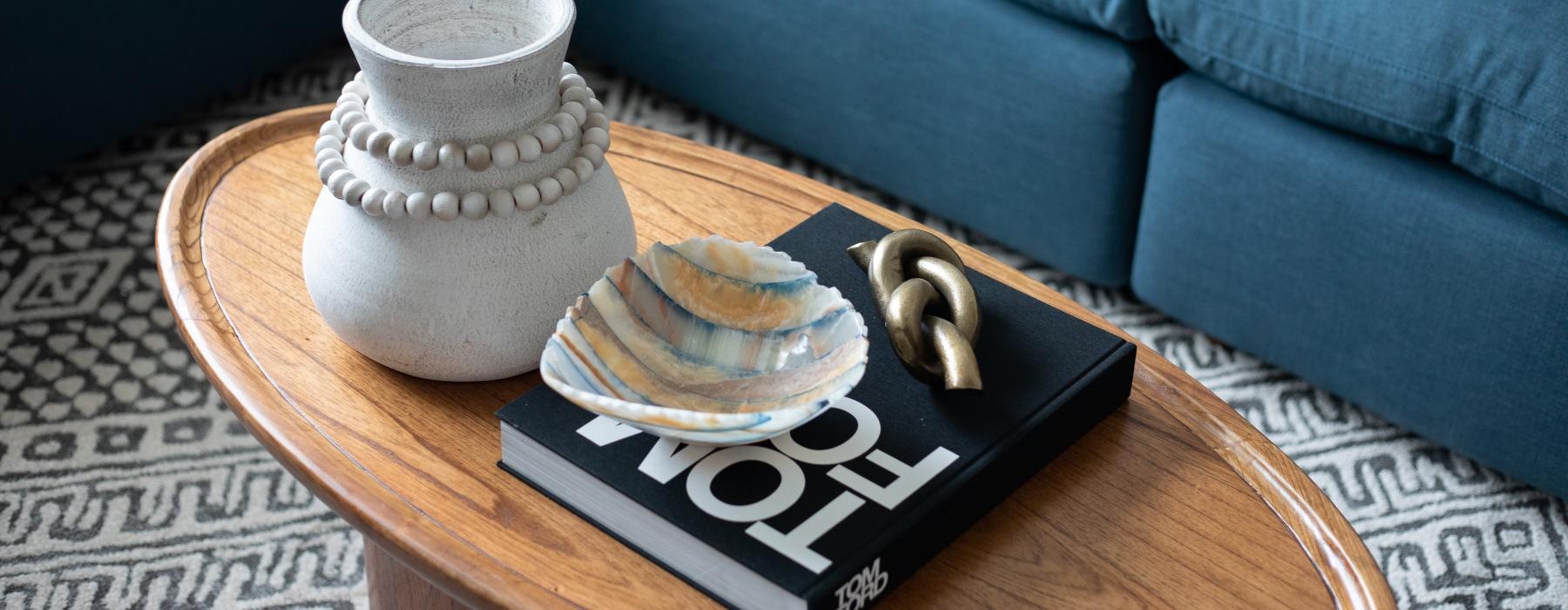 a pot on a coffee table